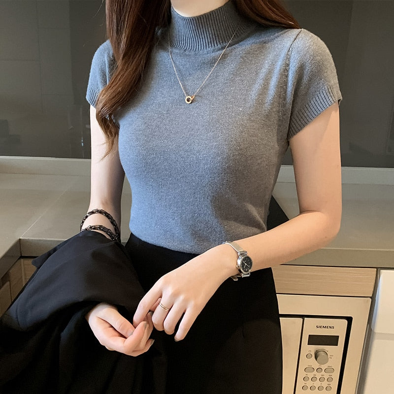 Turtleneck Knitted Women Blouse - INTOHYPEZONE WOMEN