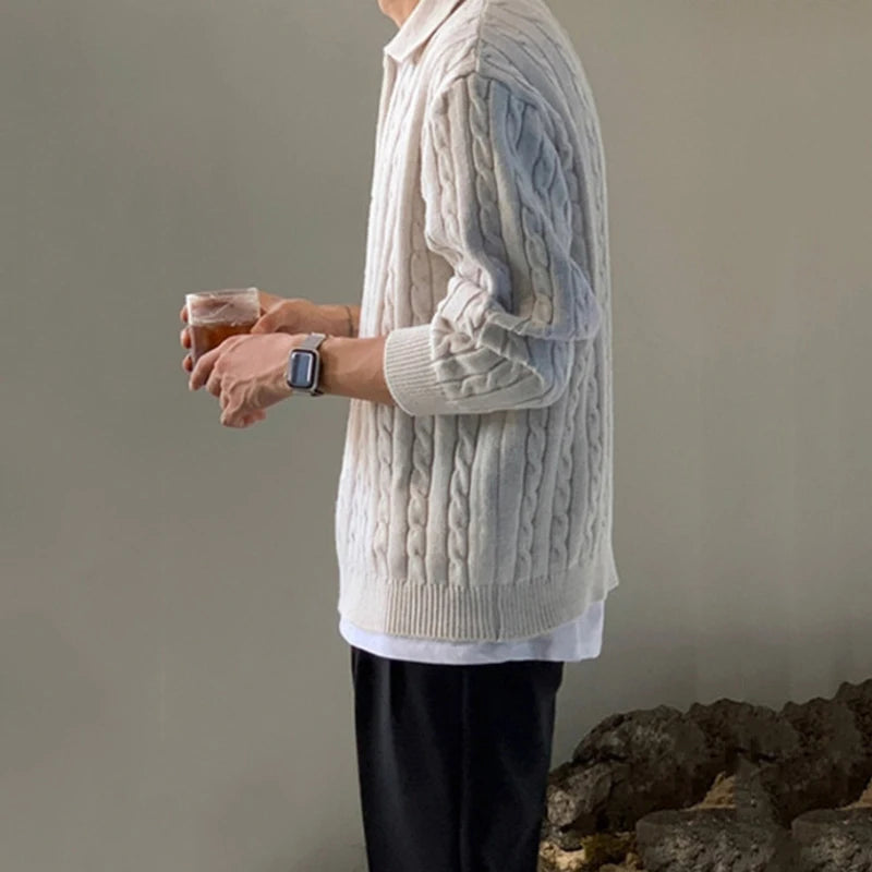 Half Zip Lapel Knitted Pullover - INTOHYPEZONE