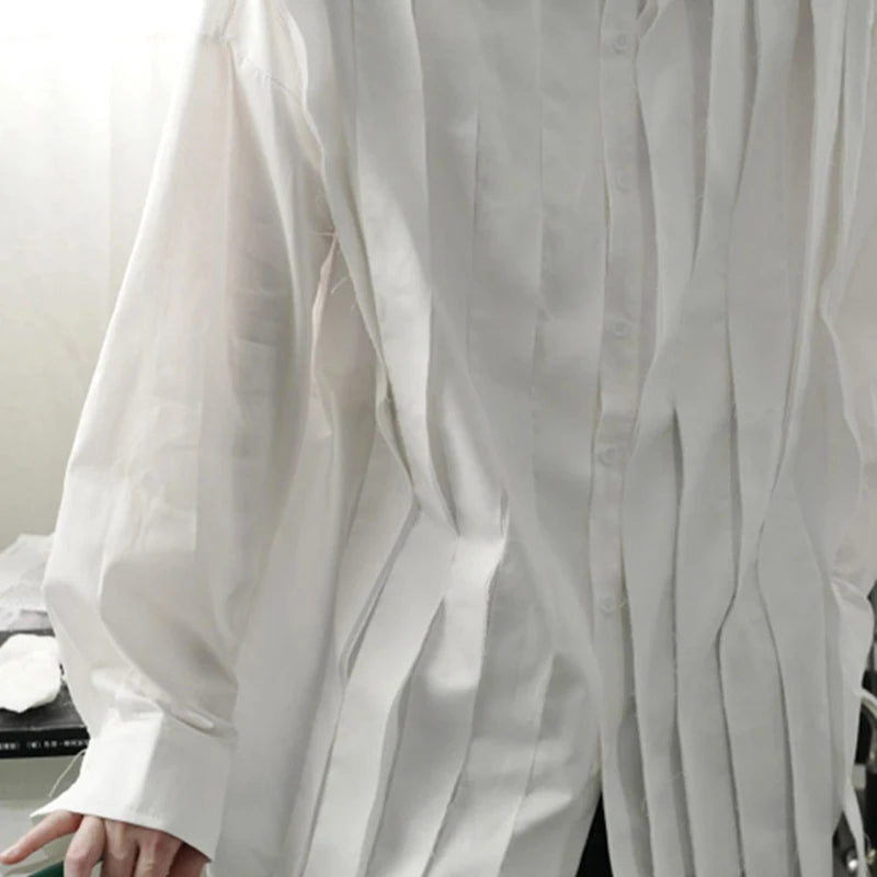 Large Loose Fringed Ribbon Irregular Shirt - INTOHYPEZONE