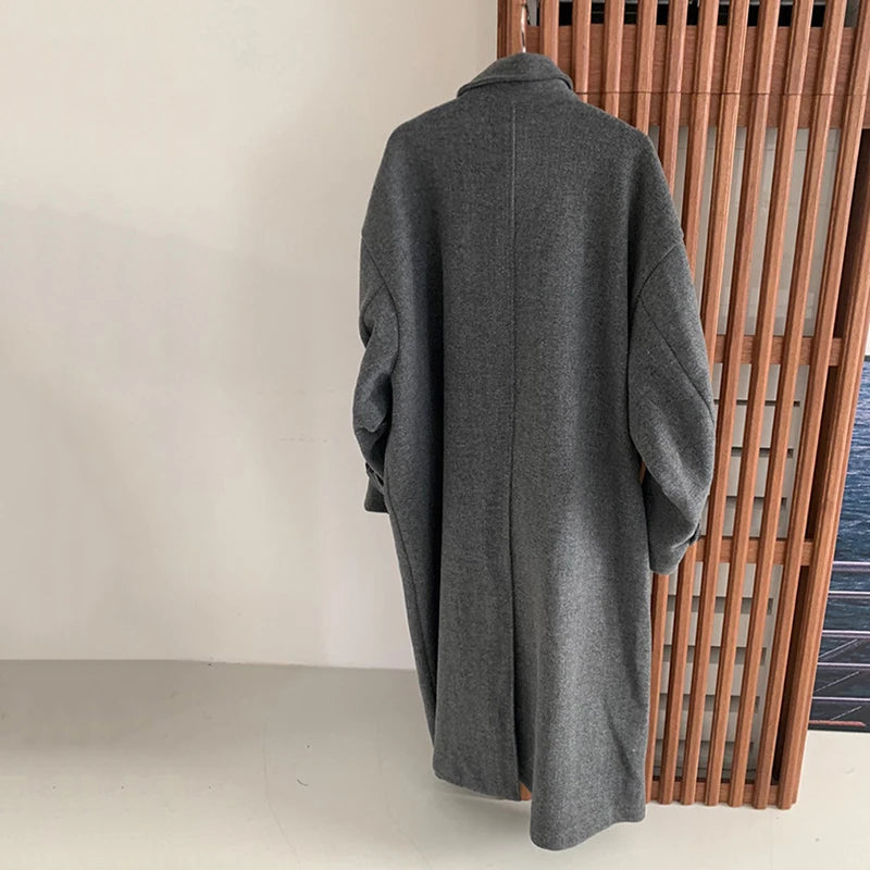 Wool Loose Lapel Long Coat - INTOHYPEZONE