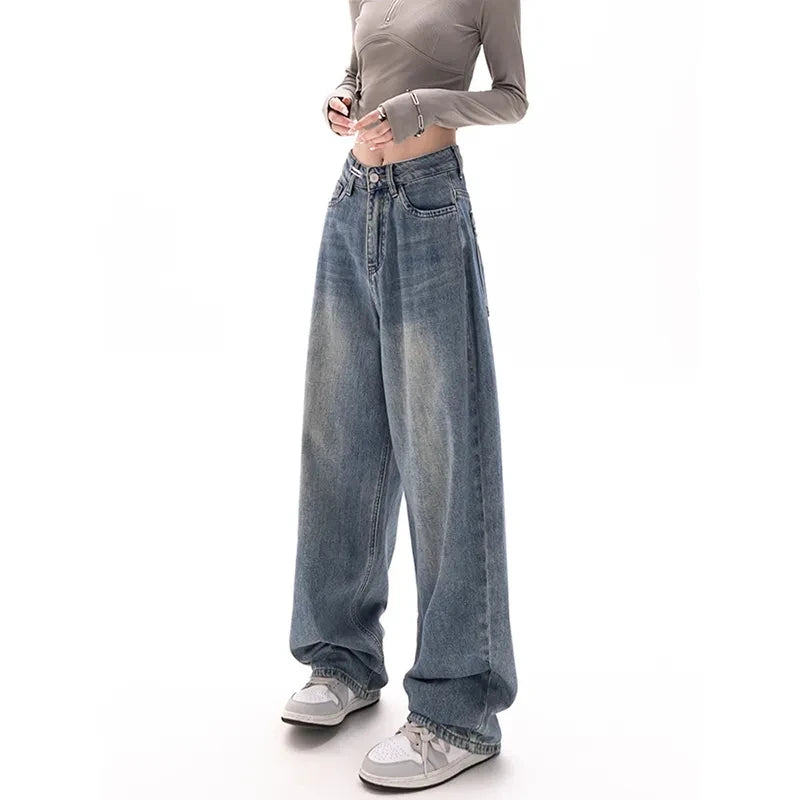 Retro High Waist Straight Denim Pants - INOTHYPEZONE