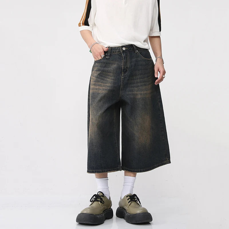 Washed Knee Length Denim Shorts - INTOHYPEZONE