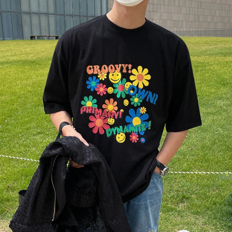 Summer Floral Print Crewneck T-shirt - INTOHYPEZONE
