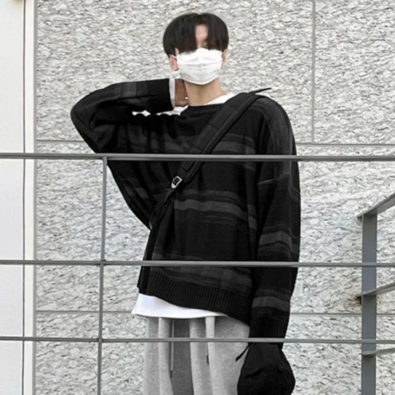 Contrast Stripe Round Neck Pullovers - INTOHYPEZONE
