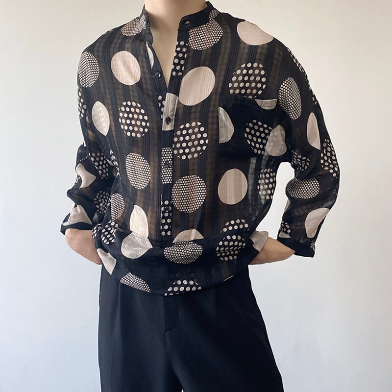 Polka Dot printed Casual See-Through Shirt - IMZ Summer