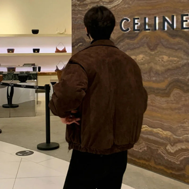 Turn-down Collar Suede Jacket - INTOHYPEZONE