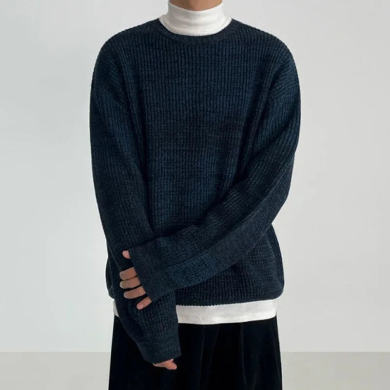 Round Collar Solid Knitted Pullover - INTOHYPEZONE