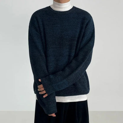 Round Collar Solid Knitted Pullover - INTOHYPEZONE