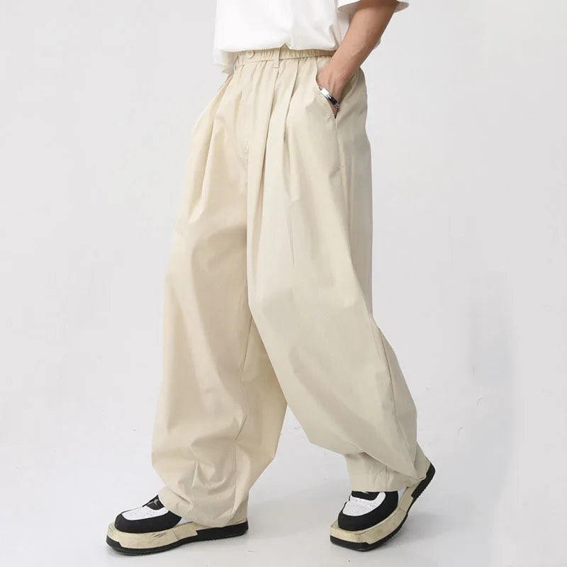 Elastic Waist Wide Casual Trousers - INTOHYPEZONE