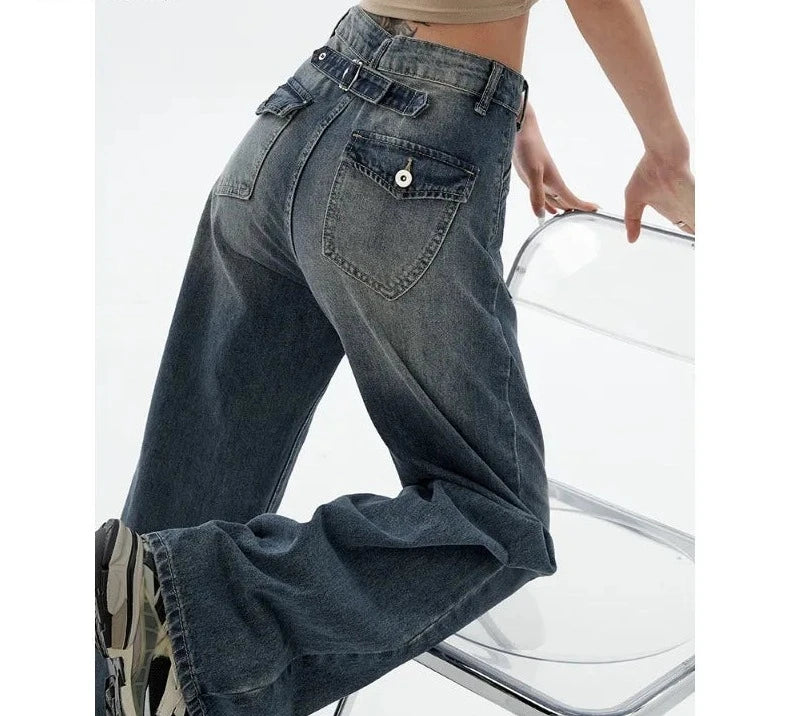 Blue Straight High Waist Jeans - INTOHYPEZONE