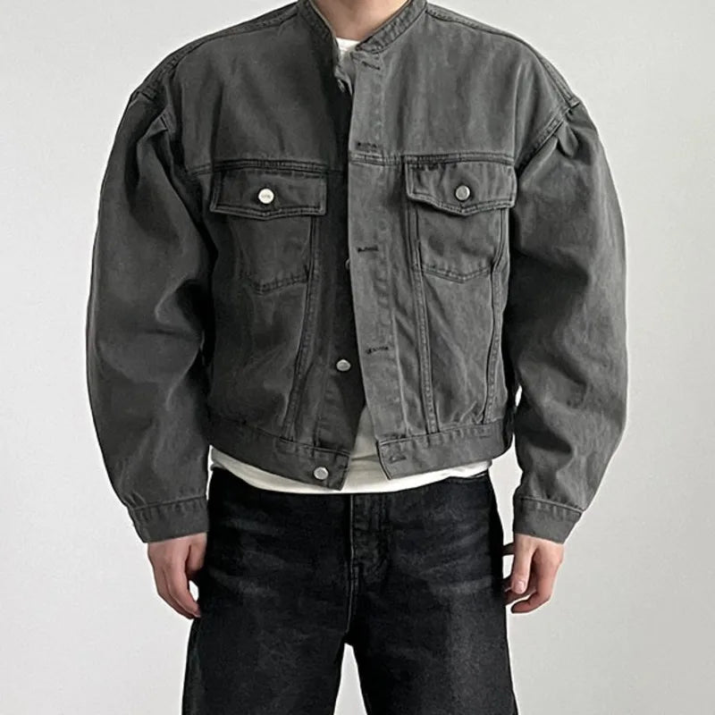 Stand Collar Denim Jackets - INTOHYPEZONE
