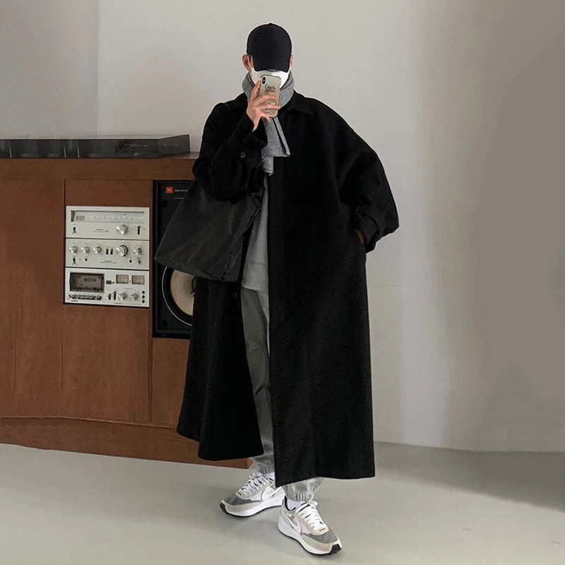 Wool Loose Lapel Long Coat - INTOHYPEZONE