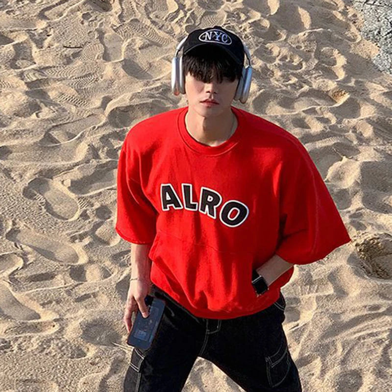 ALRO Letter Print Short Sleeve T-shirt - INTOHYPEZONE