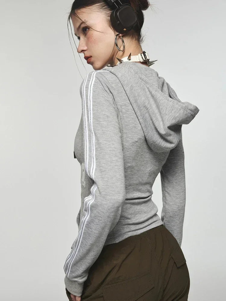 Zip Up Crop Hooded Shirt - INTOHYPEZONE