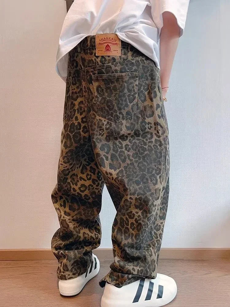 Leopard Loose Casual Denim Jeans - INTOHYPEZONE