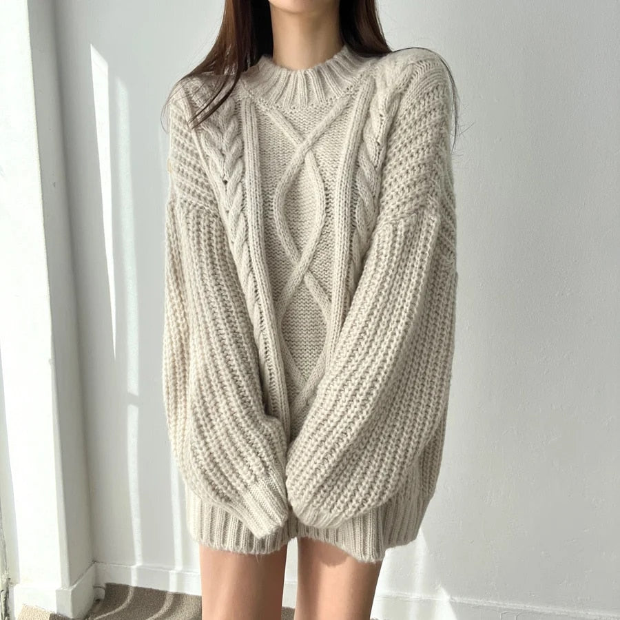 Slash Collar Knitted Pullover - INTOHYPEZONE