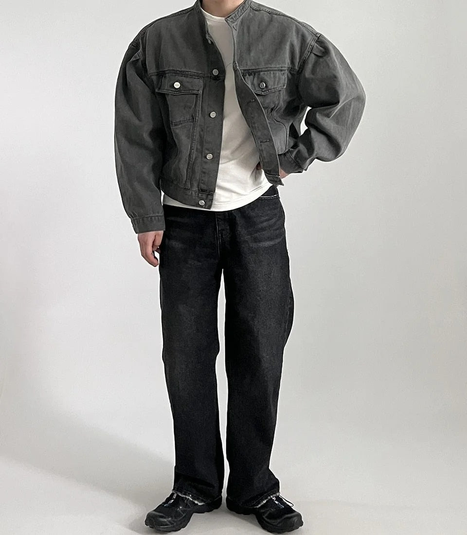 Stand Collar Denim Jackets - INTOHYPEZONE