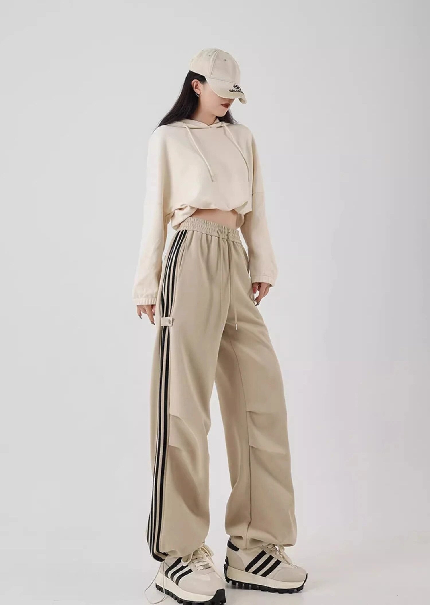 Striped High Waist Drawstring Loose Fit Pants - INTOHYPEZONE