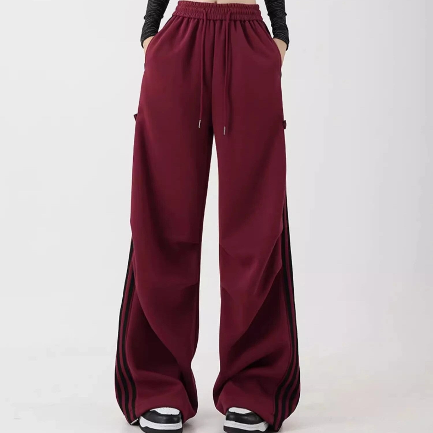 Striped High Waist Drawstring Loose Fit Pants - INTOHYPEZONE