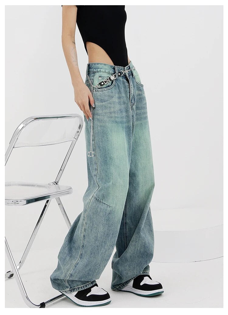 Tie Dye High Waist Straight Jeans Pants - INTOHYPEZONE