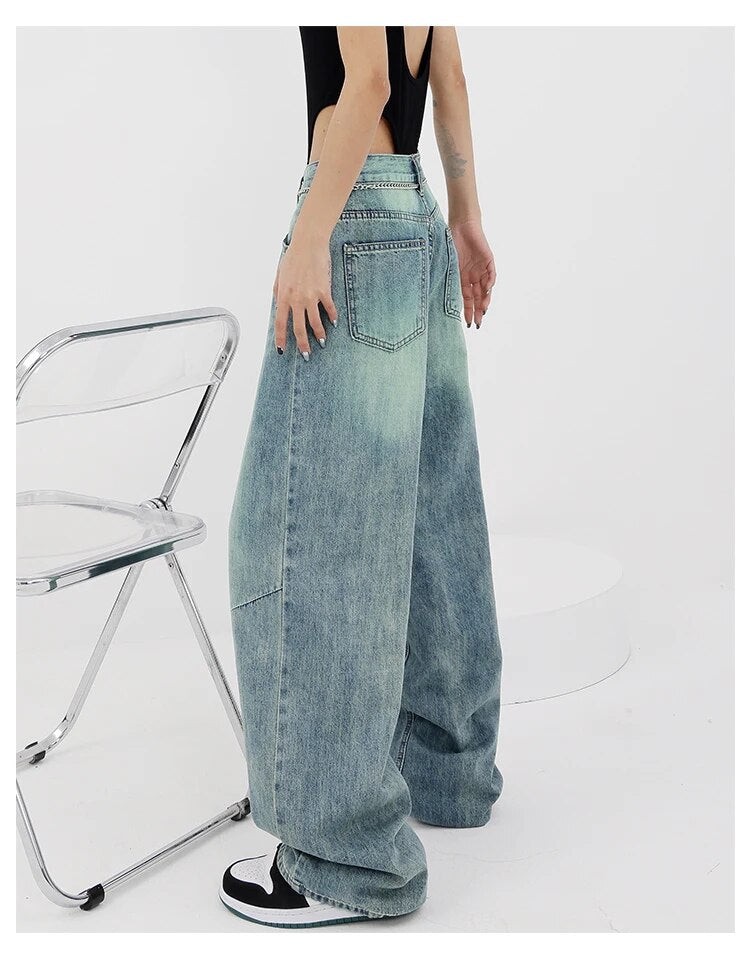 Tie Dye High Waist Straight Jeans Pants - INTOHYPEZONE