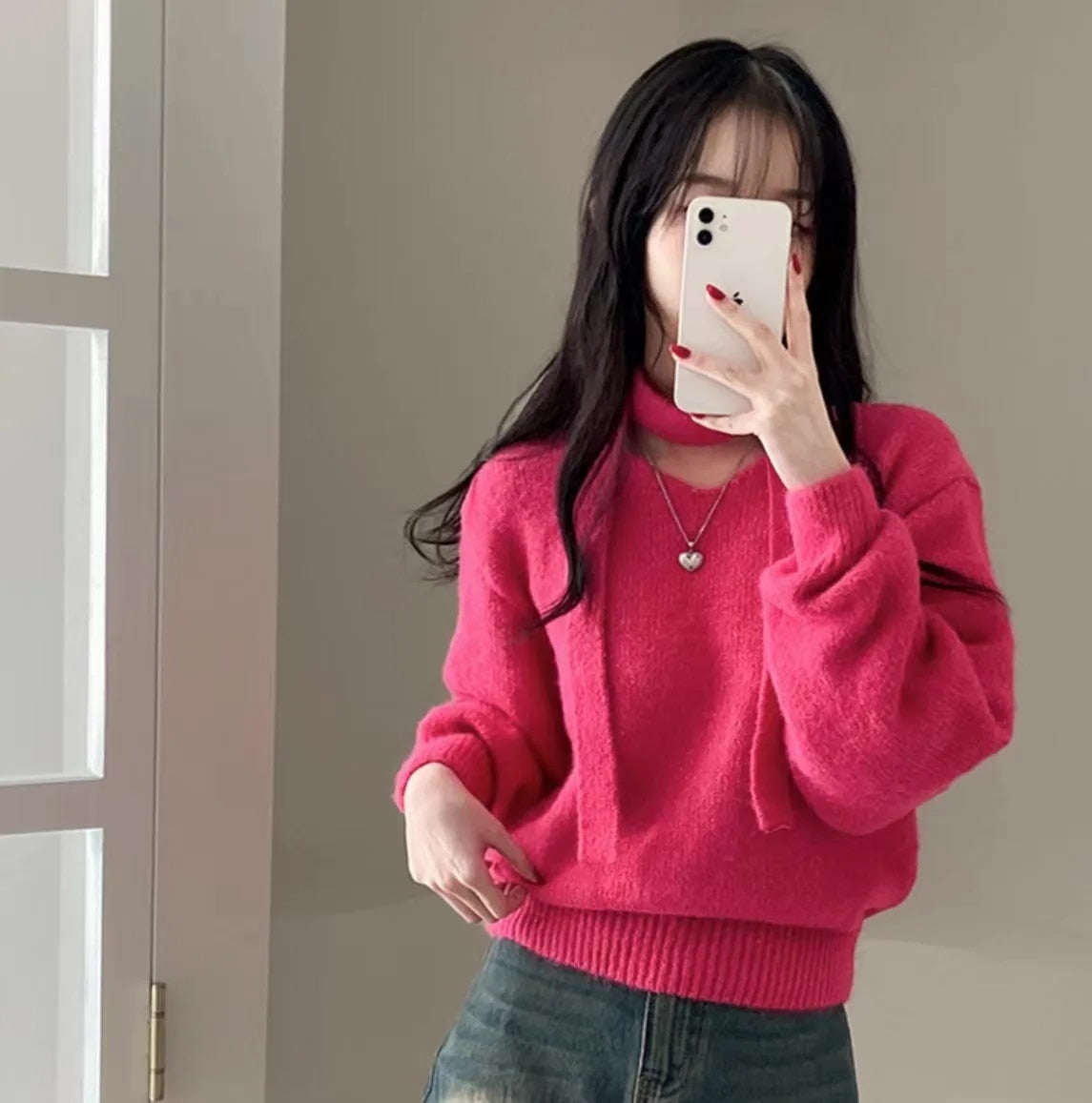 V Neck Off Shoulder Sweater - INTOHYPEZONE