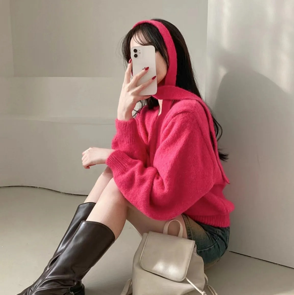 V Neck Off Shoulder Sweater - INTOHYPEZONE