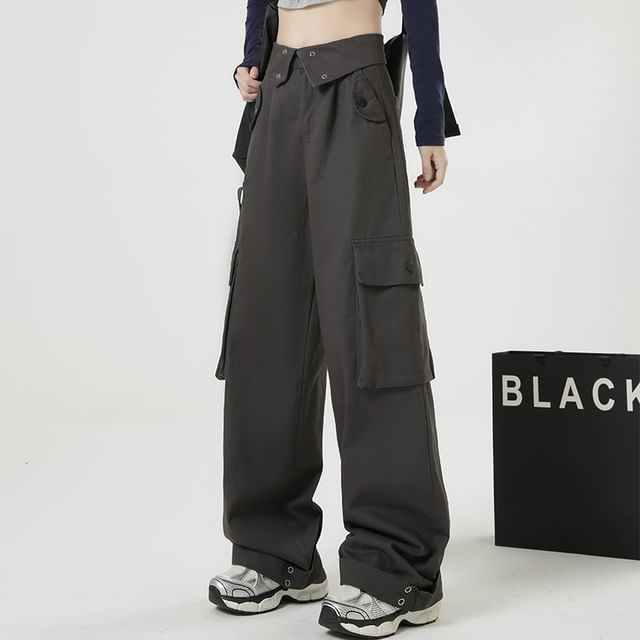 Solid Color Loose Retro Pockets Cargo Pants - INTOHYPEZONE