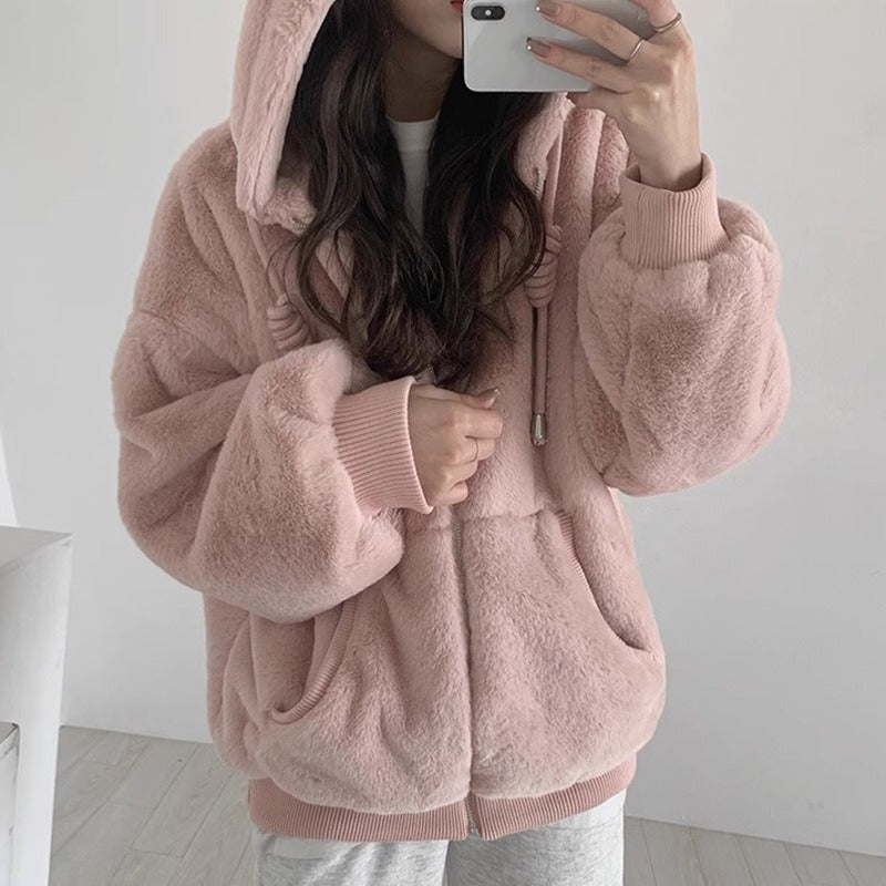 Big Pocket Plush Hooded Fashion Jacket - INTOHYPEZONE