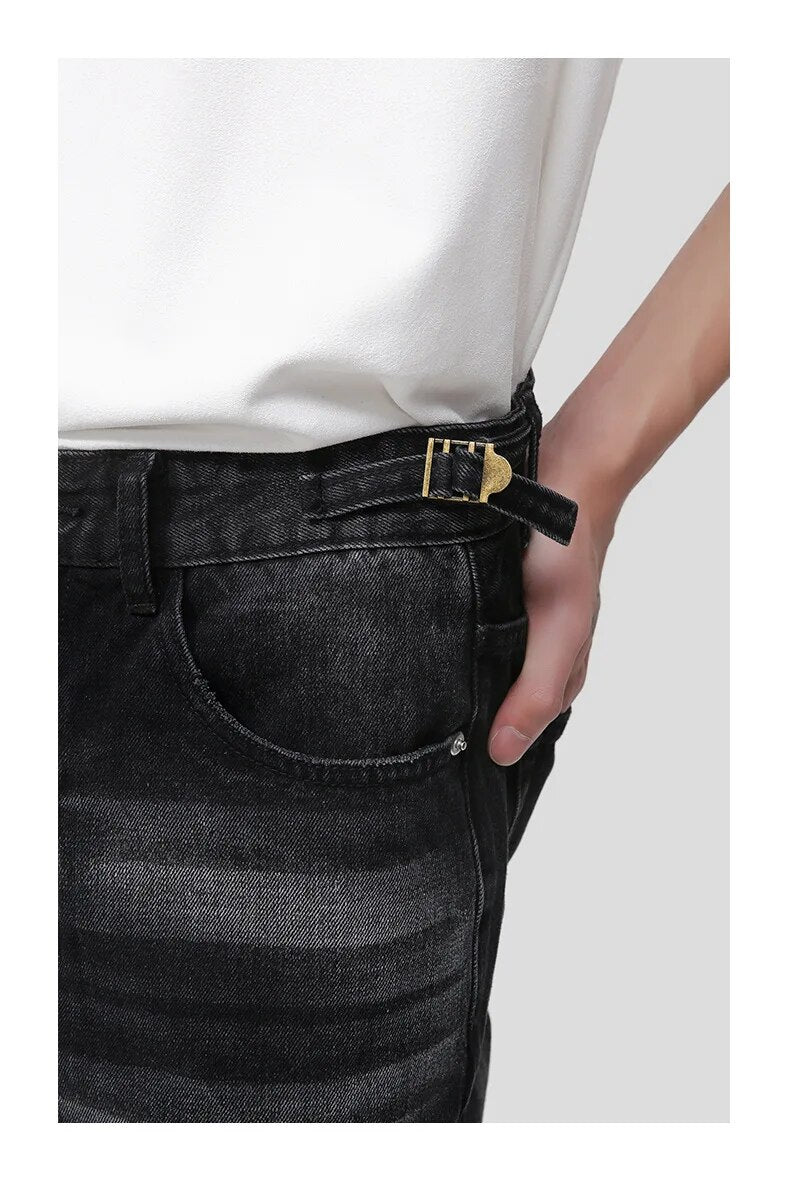 Washed Ragged Hem Straight Leg Denim Jeans - INTOHYPEZONE