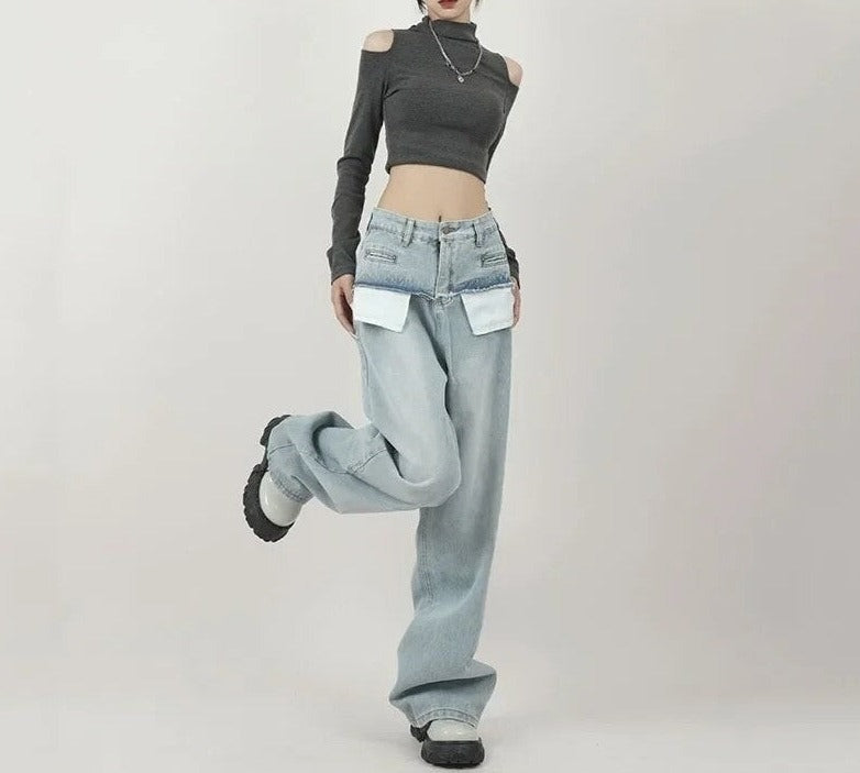 Light Blue High Waist Denim Pants - INTOHYPEZONE