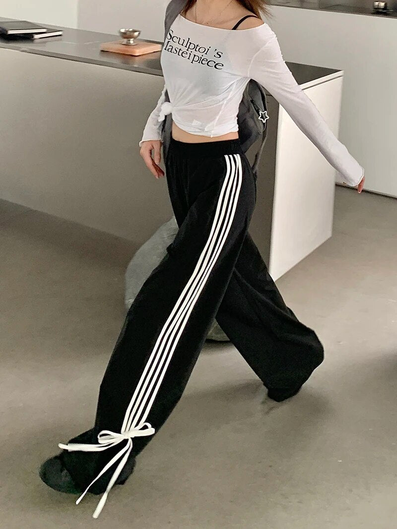 Black Stripe Casual Sweatpants - INTOHYPEZONE