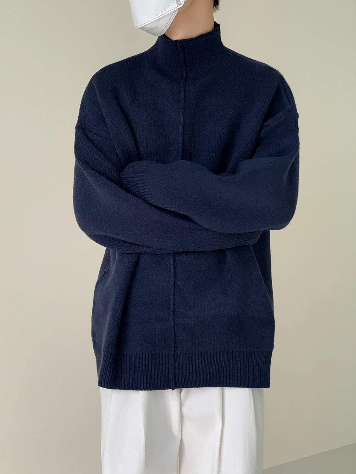 Mock Neck Pleated Pullover Sweater - INTOHYPEZONE