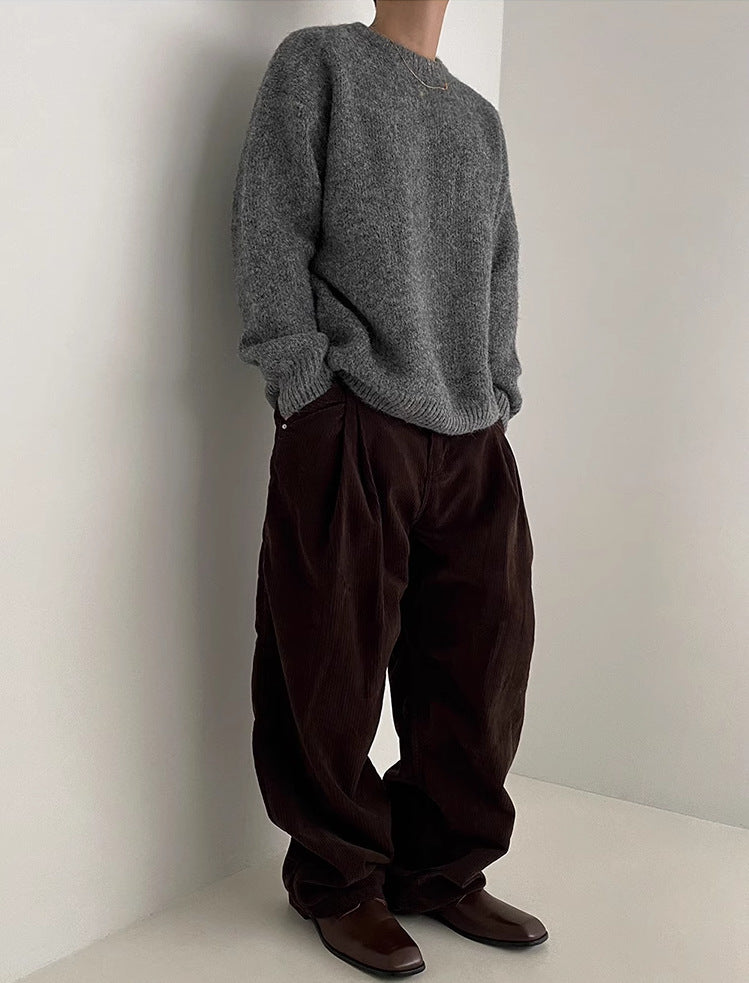 Round Neck Pullover Sweater - INTOHYPEZONE