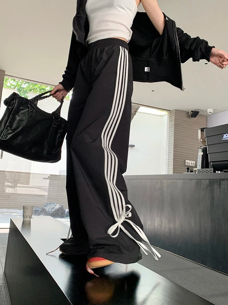 Black Stripe Casual Sweatpants - INTOHYPEZONE