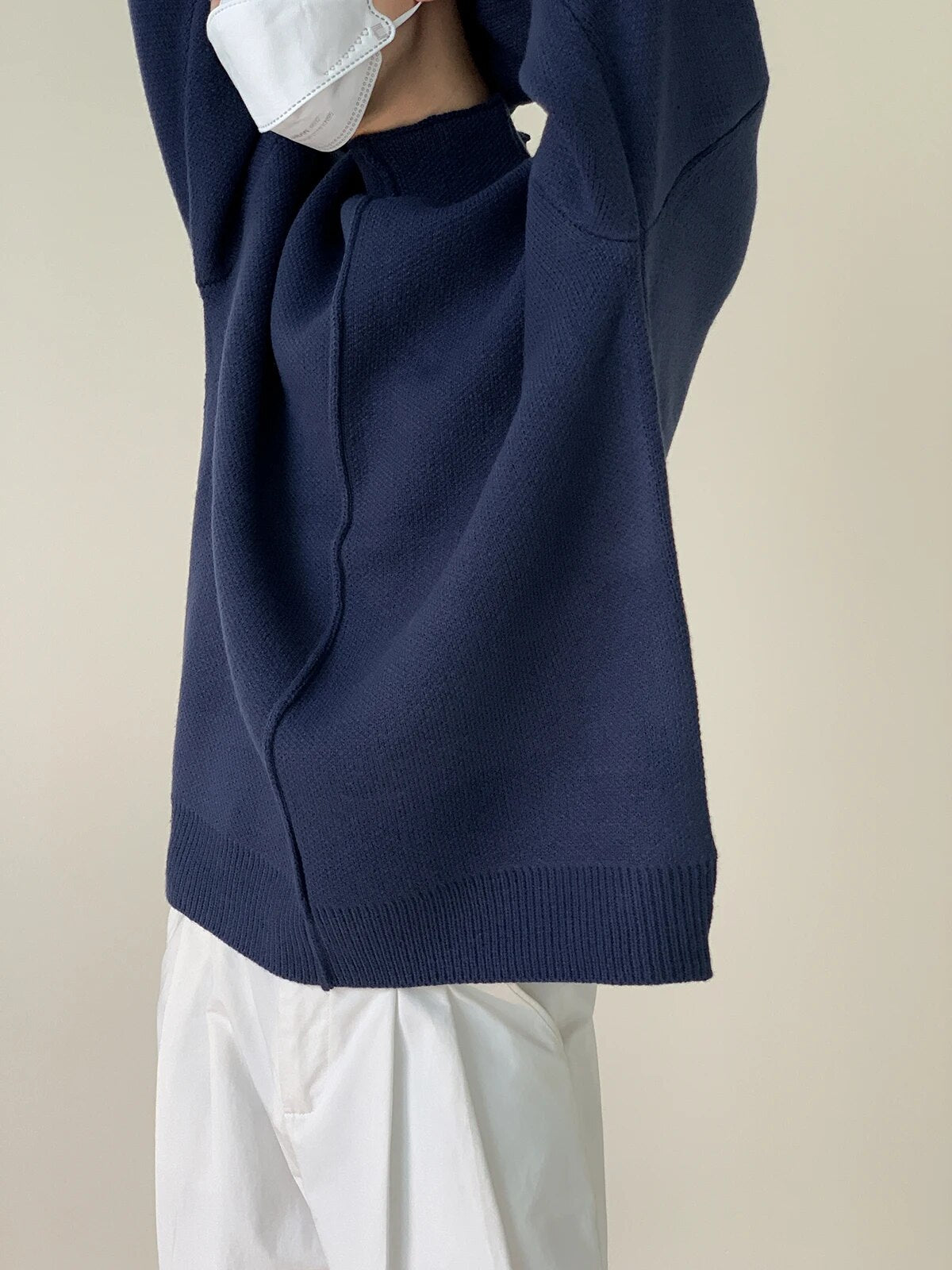Mock Neck Pleated Pullover Sweater - INTOHYPEZONE
