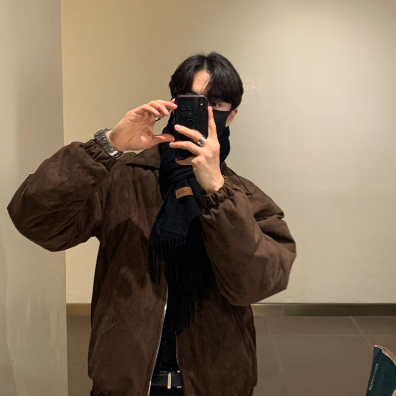 Turn-down Collar Suede Jacket - INTOHYPEZONE