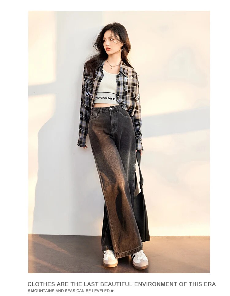 Turn-down Collar Long Sleeve Plaid Shirts - INTOHYPEZONE