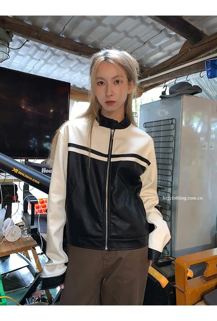 PU Zip-up Bomber Jacket - INTOHYPEZONE