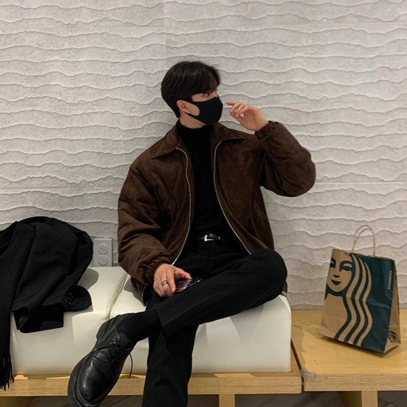 Turn-down Collar Suede Jacket - INTOHYPEZONE