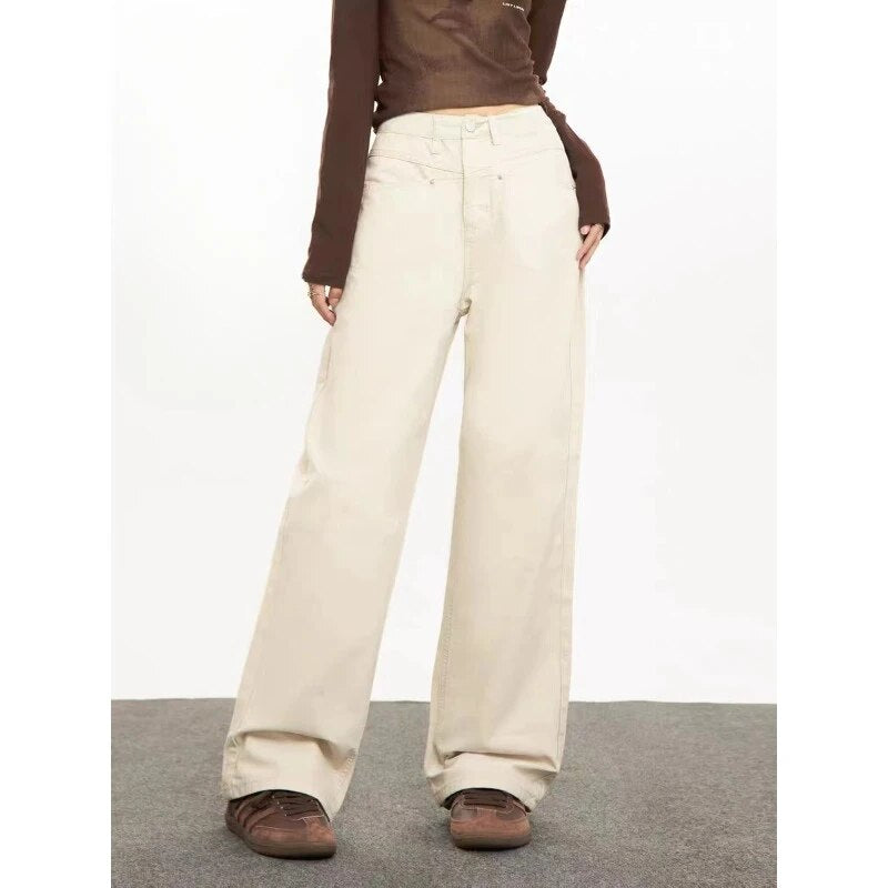 Retro Wide Leg Casual Denim Pants - INTOHYPEZONE