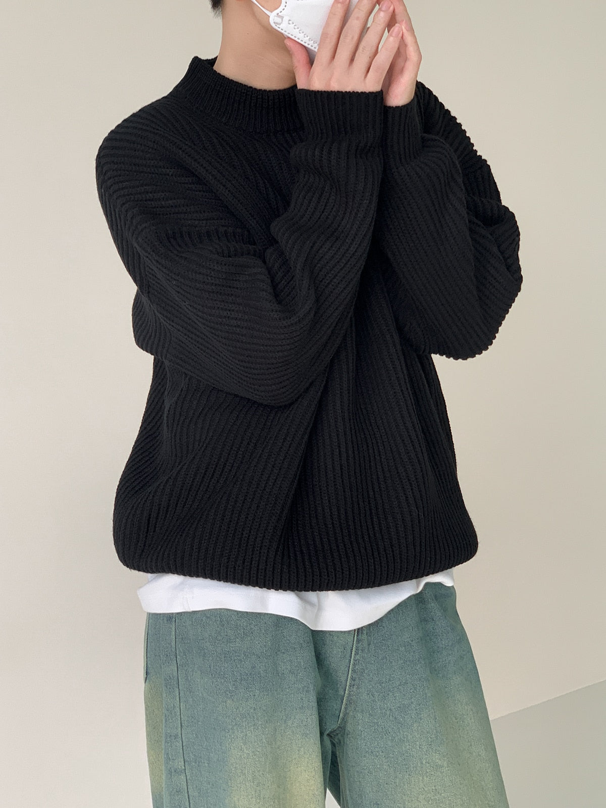 Stand Collar Zipper Knitted Sweater - INTOHYPEZONE