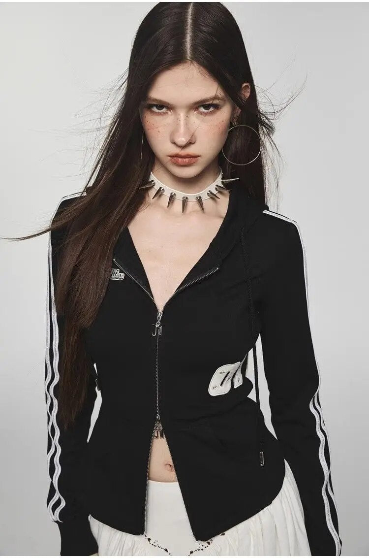 Zip Up Crop Hooded Shirt - INTOHYPEZONE