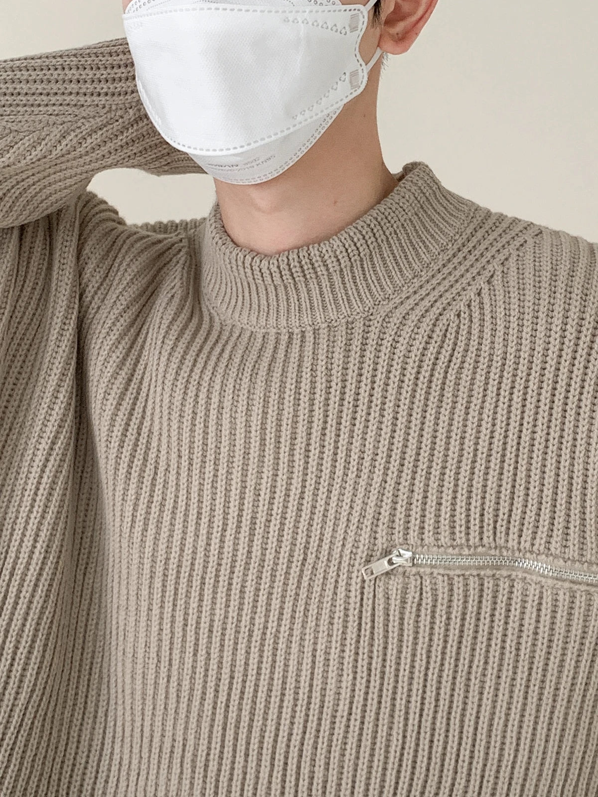 Stand Collar Zipper Knitted Sweater - INTOHYPEZONE