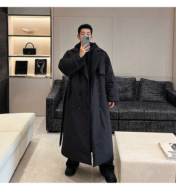 Double Breasted Over Knee Padded Coat - INTOHYPEZONE