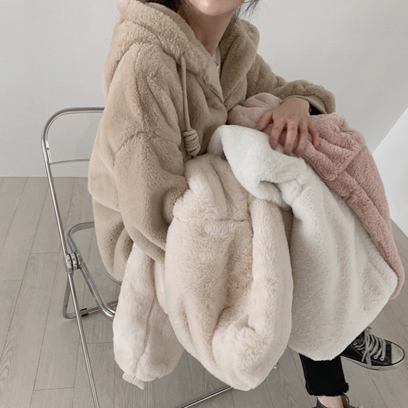 Big Pocket Plush Hooded Fashion Jacket - INTOHYPEZONE