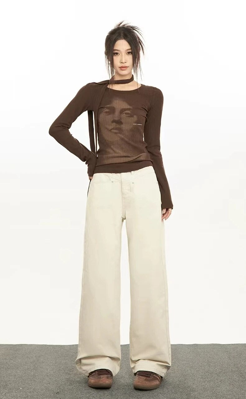 Retro Wide Leg Casual Denim Pants - INTOHYPEZONE