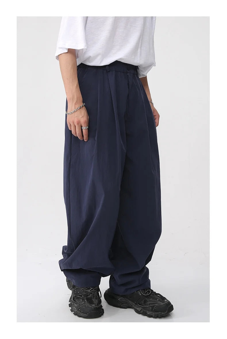 Elastic Waist Wide Casual Trousers - INTOHYPEZONE
