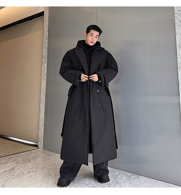 Double Breasted Over Knee Padded Coat - INTOHYPEZONE