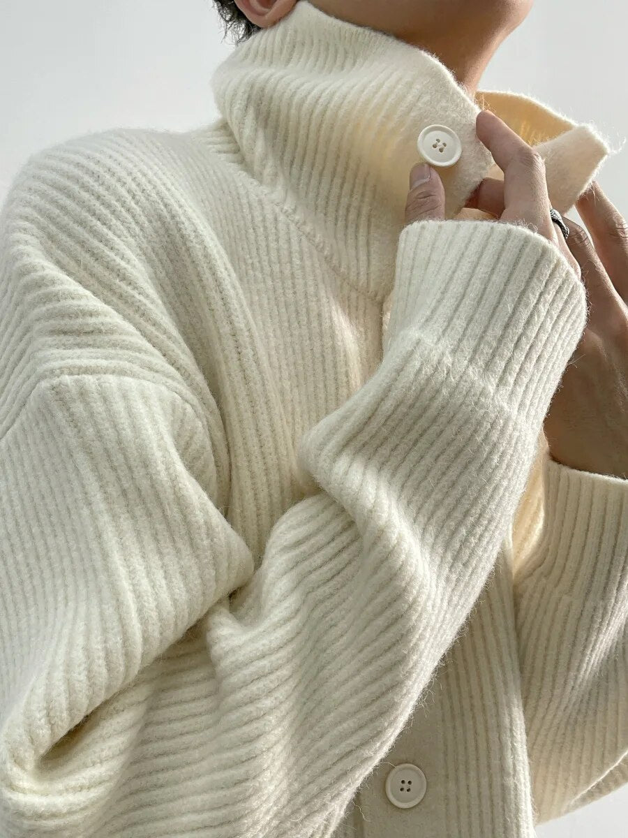 Turtleneck Lamb Wool Knitted Sweater - INTOHYPEZONE